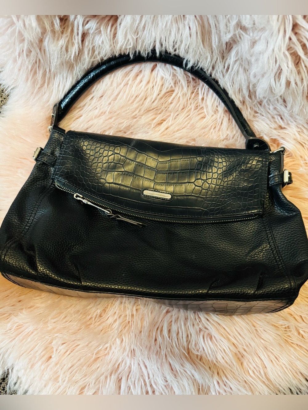 Dana Buchman Black Textured Shoulder Bag.